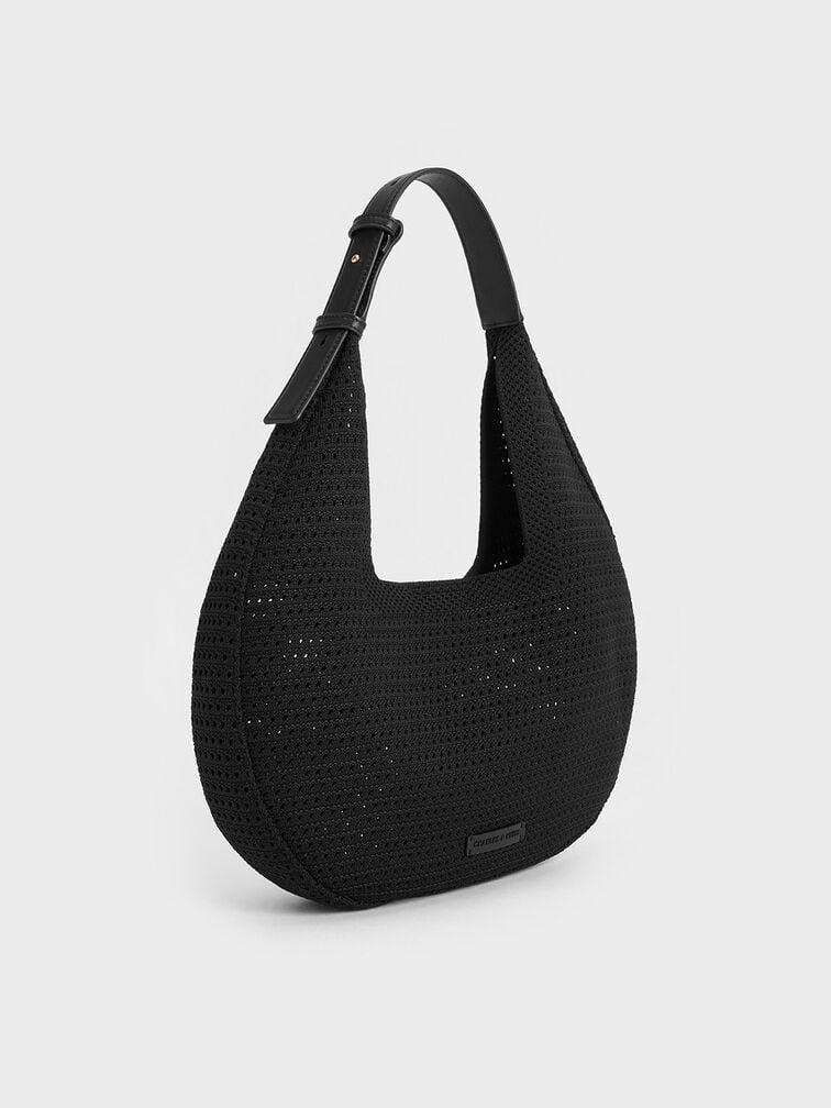 Túi Charles & Keith Ida Knitted Hobo Nữ Đen