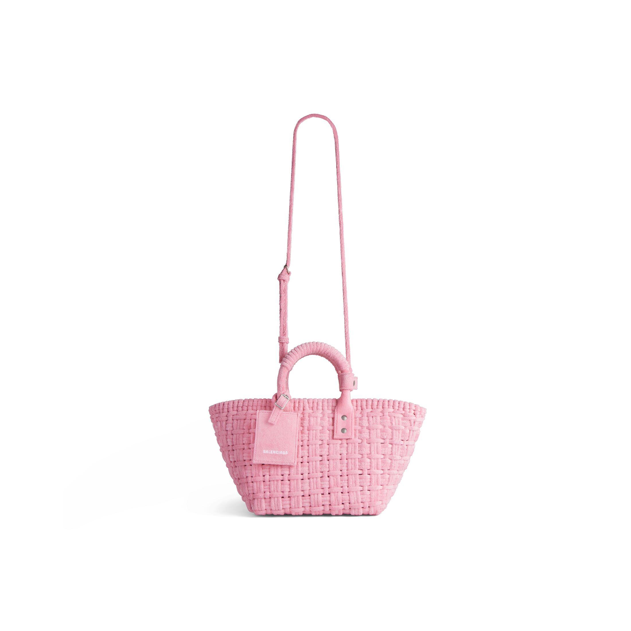 Túi Balenciaga Bistro Xs Basket With Strap In Sponge Fabric Nữ Hồng