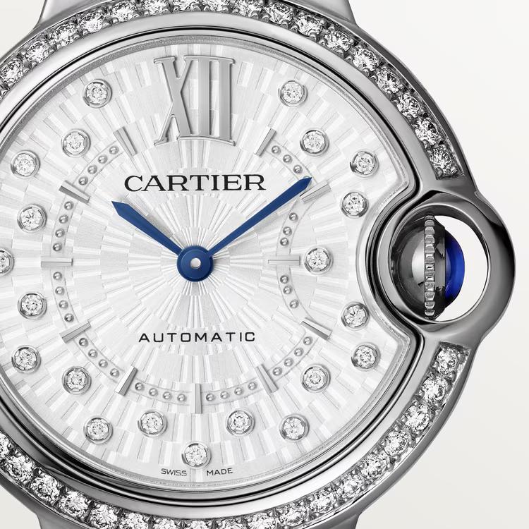 Đồng Hồ Cartier Ballon Bleu De Cartier Watch 33 mm Nữ Bạc