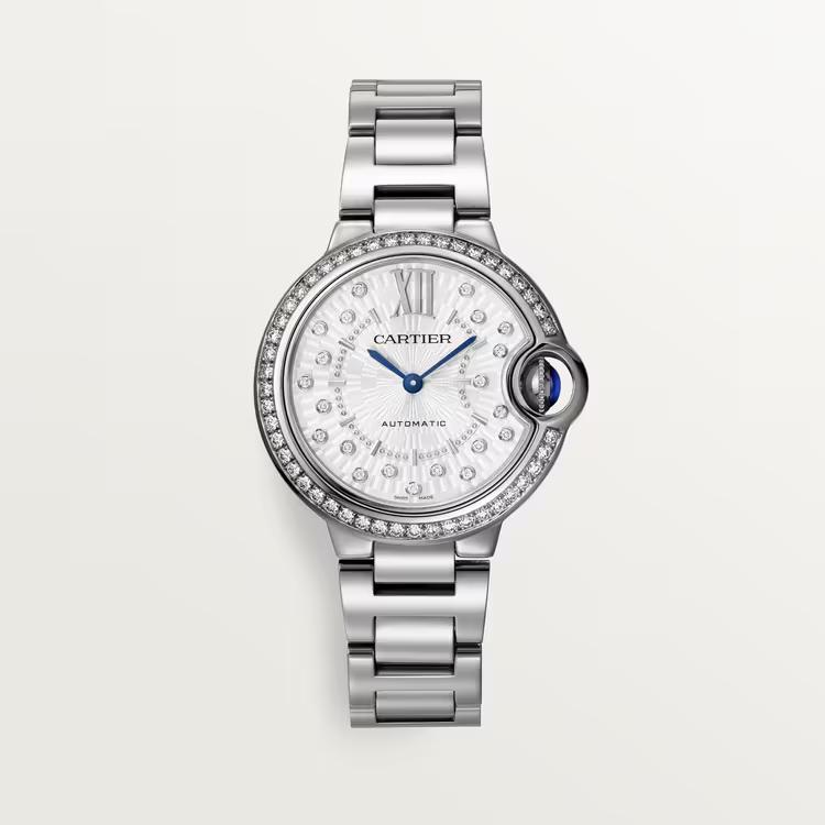 Đồng Hồ Cartier Ballon Bleu De Cartier Watch 33 mm Nữ Bạc