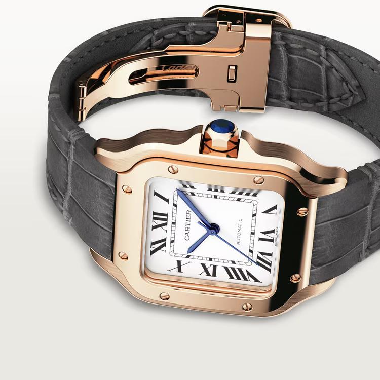 Đồng Hồ Cartier Santos De Cartier Medium Watch Nữ Xám Hồng