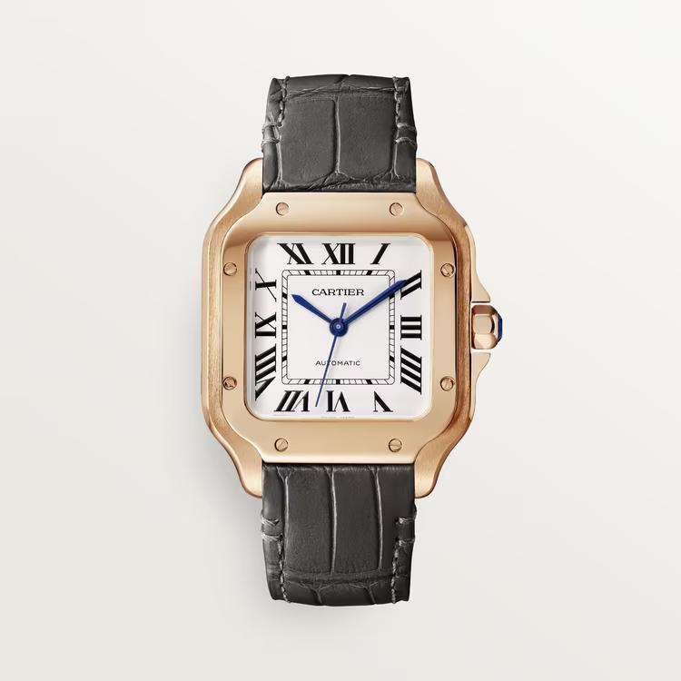 Đồng Hồ Cartier Santos De Cartier Medium Watch Nữ Xám Hồng