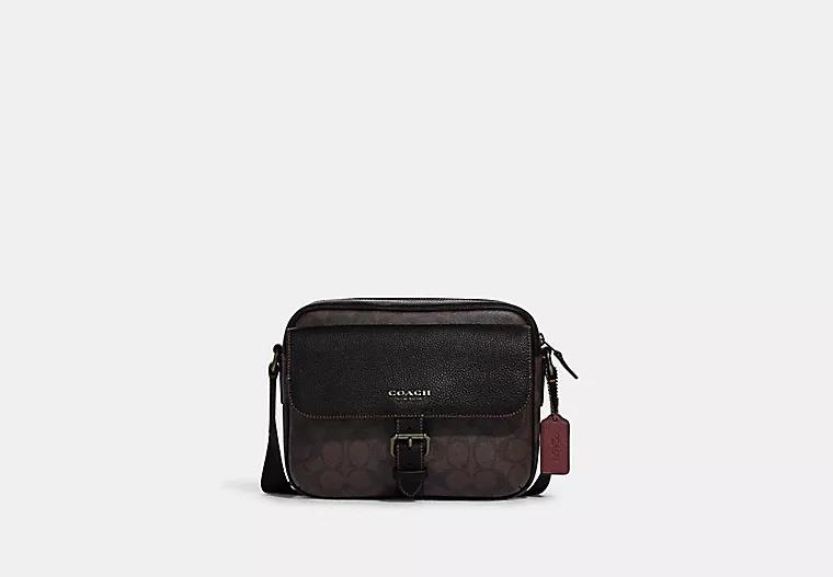 Túi Coach Hudson Crossbody In Signature Canvas Nam Nâu