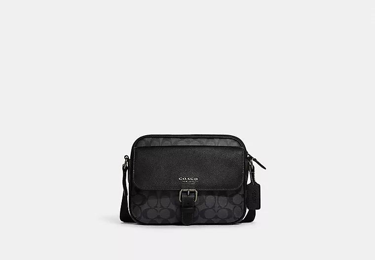 Túi Coach Hudson Crossbody In Signature Canvas Nam Đen