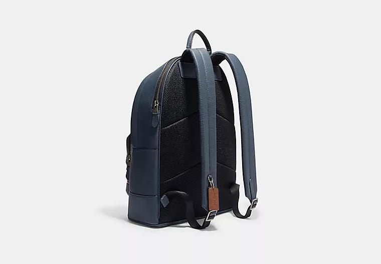 Túi Coach West Backpack With Coach Stripe Nam Xanh Navy