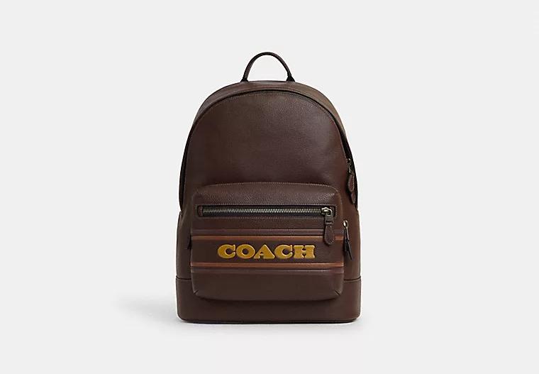 Túi Coach West Backpack With Coach Stripe Nam Nâu