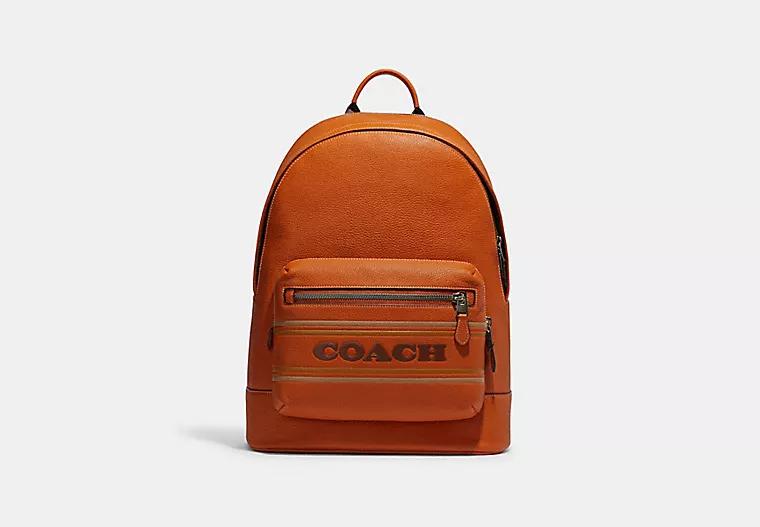 Túi Coach West Backpack With Coach Stripe Nam Cam