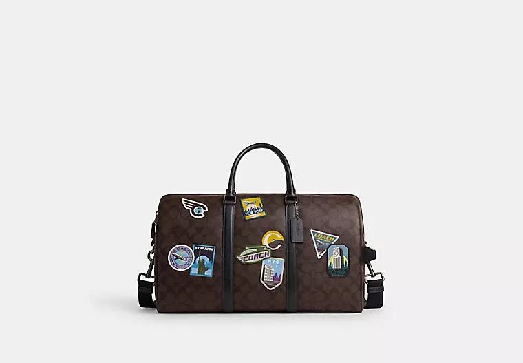 Túi Coach Venturer Bag In Signature Canvas With Travel Patches Nam Nâu