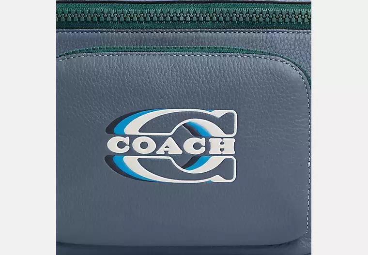 Túi Coach Track Belt Bag In Colorblock With Coach Stamp Nam Xanh Dương