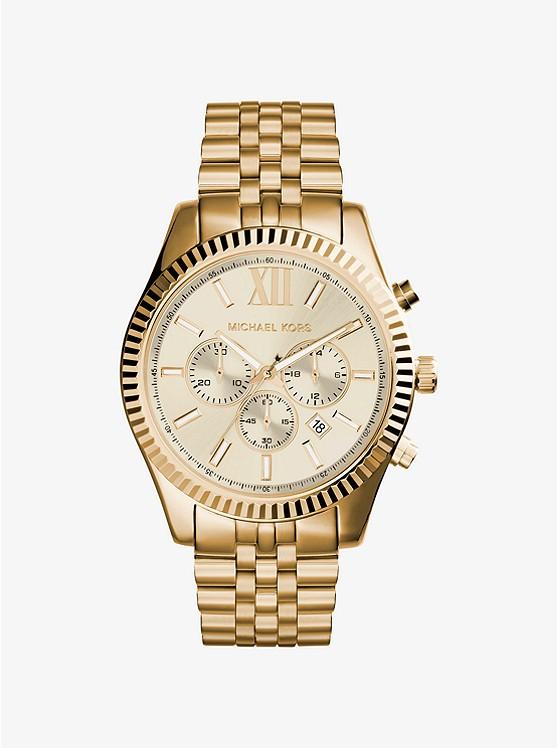 Đồng Hồ Michael Kors Lexington Gold-Tone Watch Nam Vàng