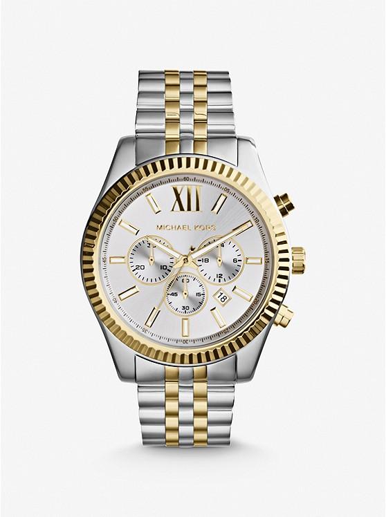 Đồng Hồ Michael Kors Oversized Lexington Two-Tone Watch Nam Bạc Vàng