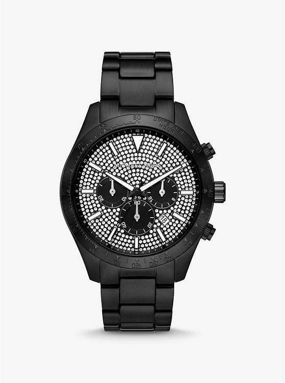 Đồng Hồ Michael Kors Oversized Layton Pavé Black-Tone Watch Nam Đen