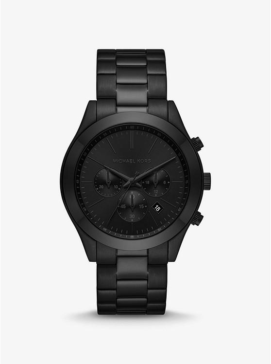 Đồng Hồ Michael Kors Oversized Slim Runway Black-Tone Watch Nam Đen