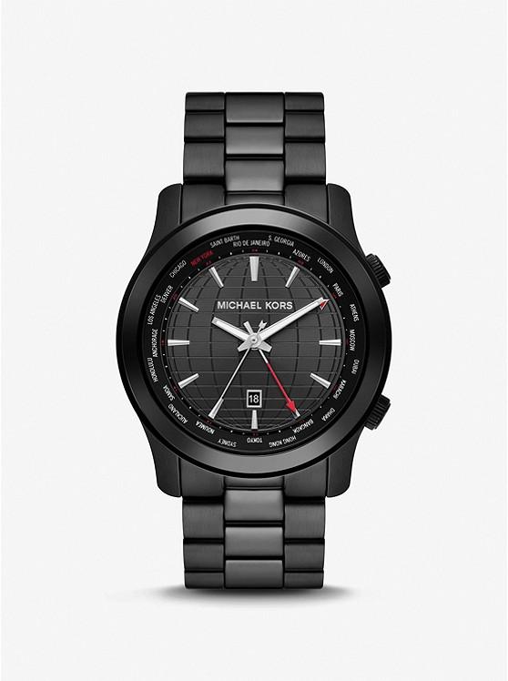 Đồng Hồ Michael Kors Oversized Runway Black-Tone Watch Nữ Đen