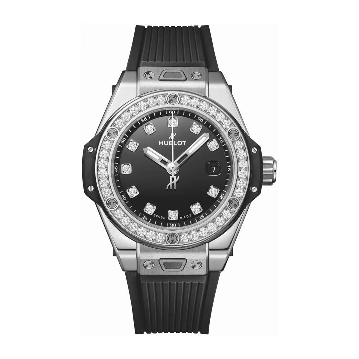 Đồng Hồ Hublot 485.Sx.1270.Rx.1204 Big Bang Black With Diamonds Dial Nam Đen Bạc