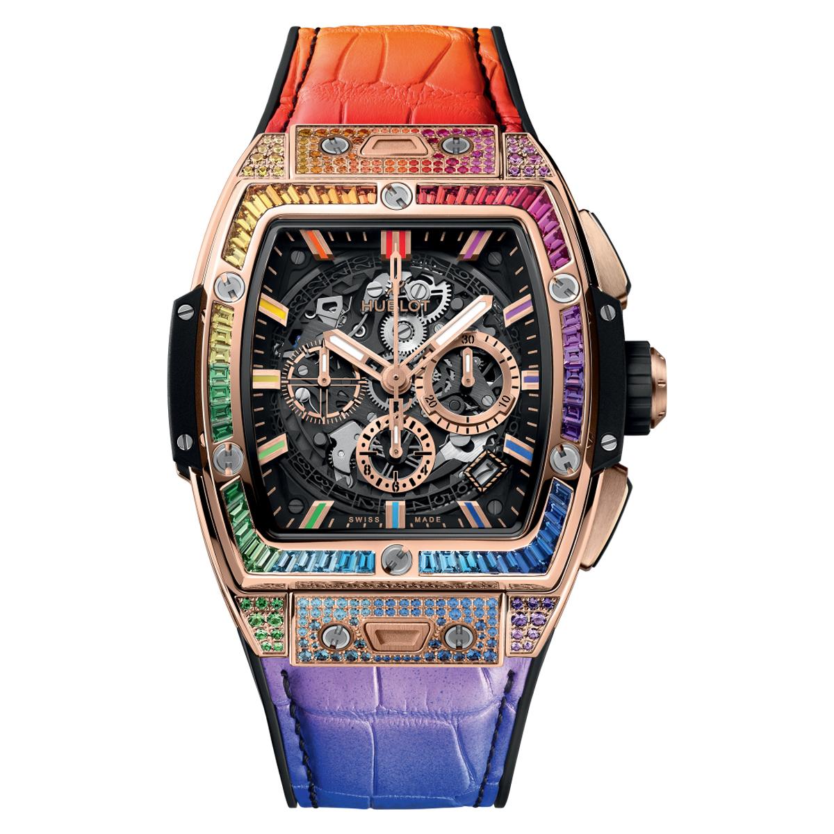 Đồng Hồ Hublot 642.Ox.0118.Lr.0999 King Gold Rainbow 42Mm Nam Đỏ Tím