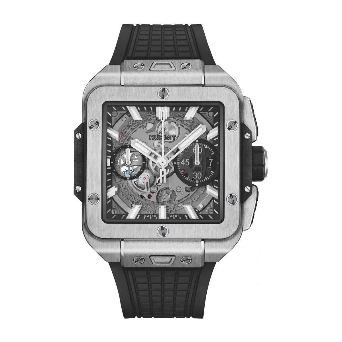 Đồng Hồ Hublot 821.Nx.0170.Rx Square Bang Unico Skeleton Dial Nam Đen Bạc