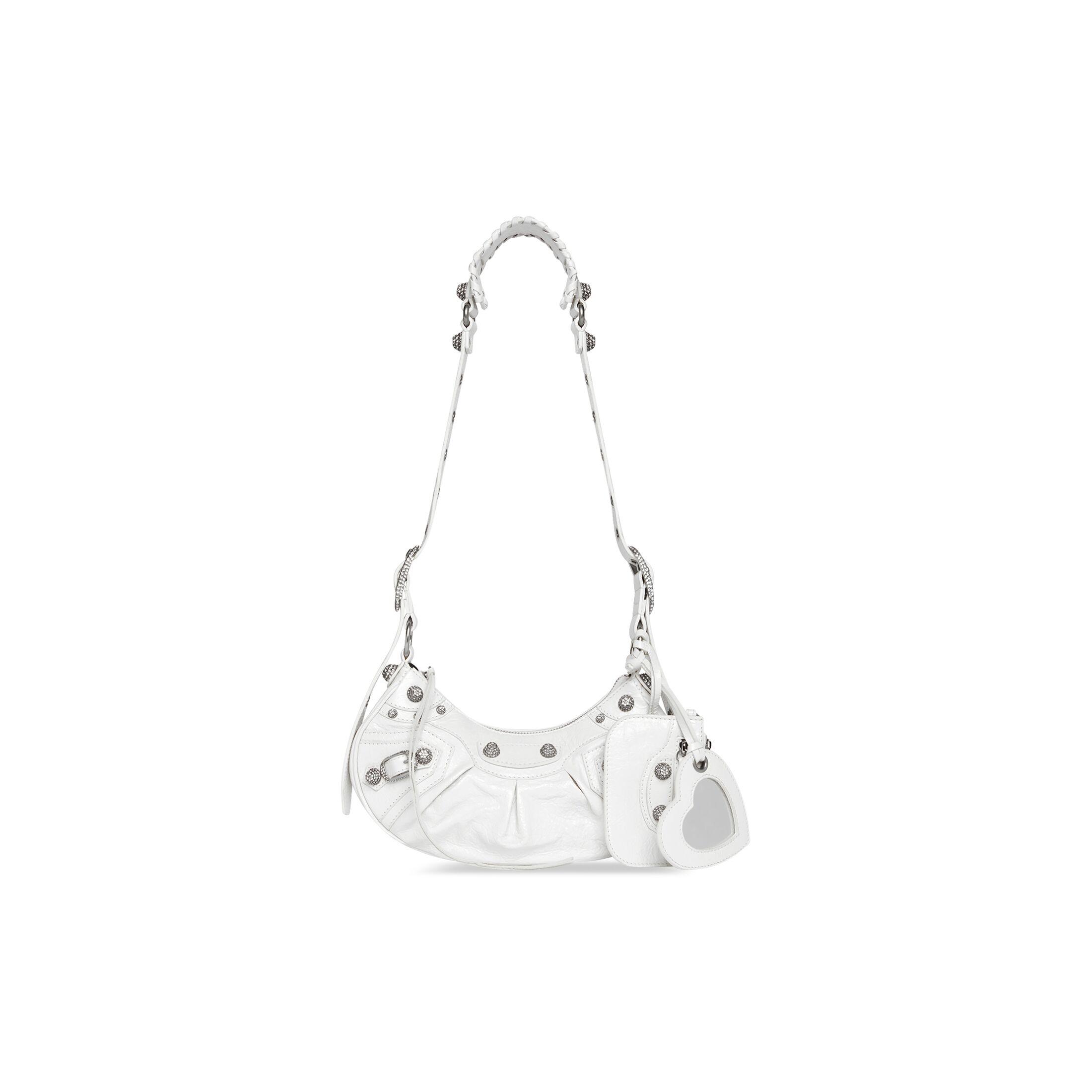 Túi Balenciaga Le Cagole Xs Shoulder Bag With Rhinestones Nữ Trắng