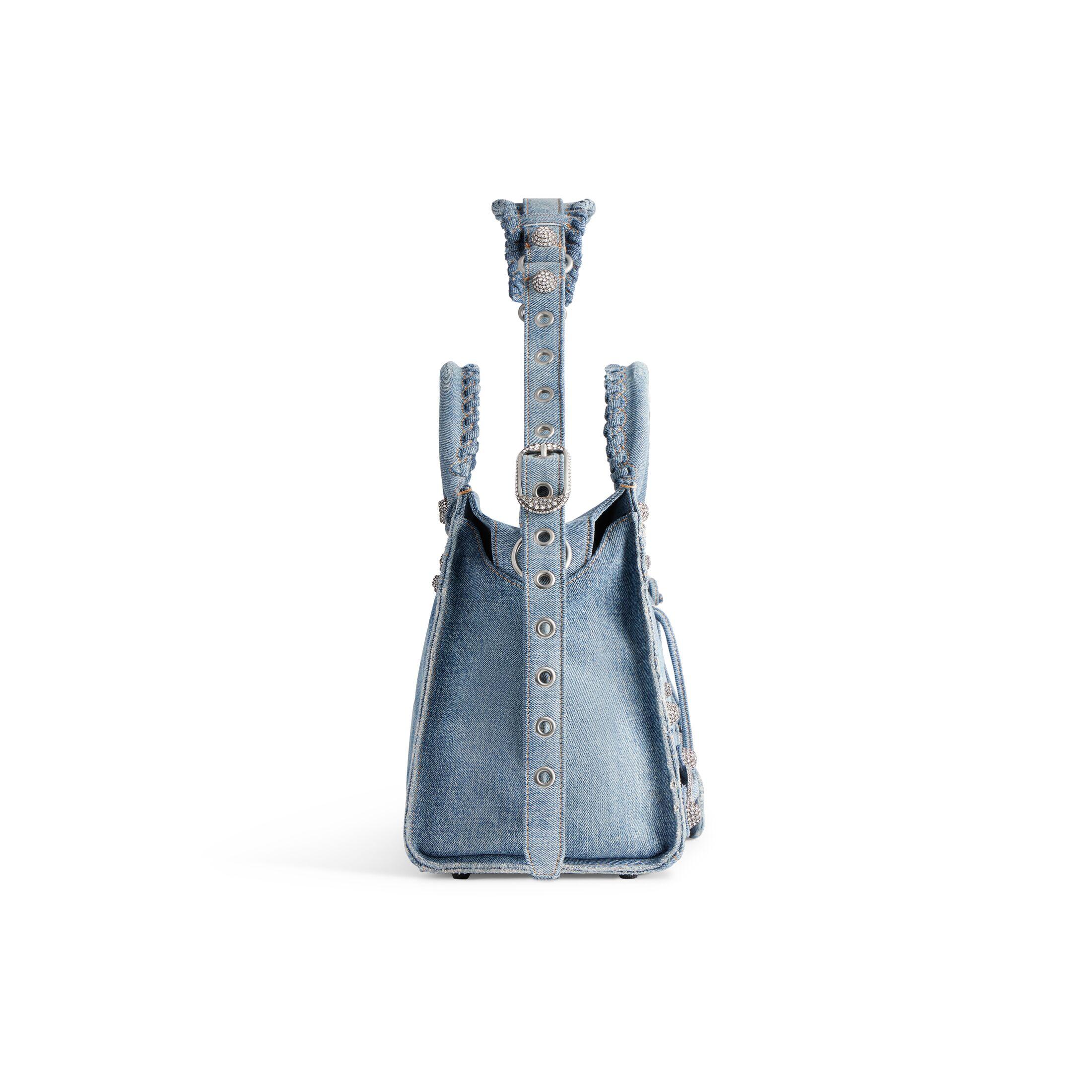 Túi Balenciaga Neo Cagole City Handbag Denim With Rhinestones Nữ Xanh Dương