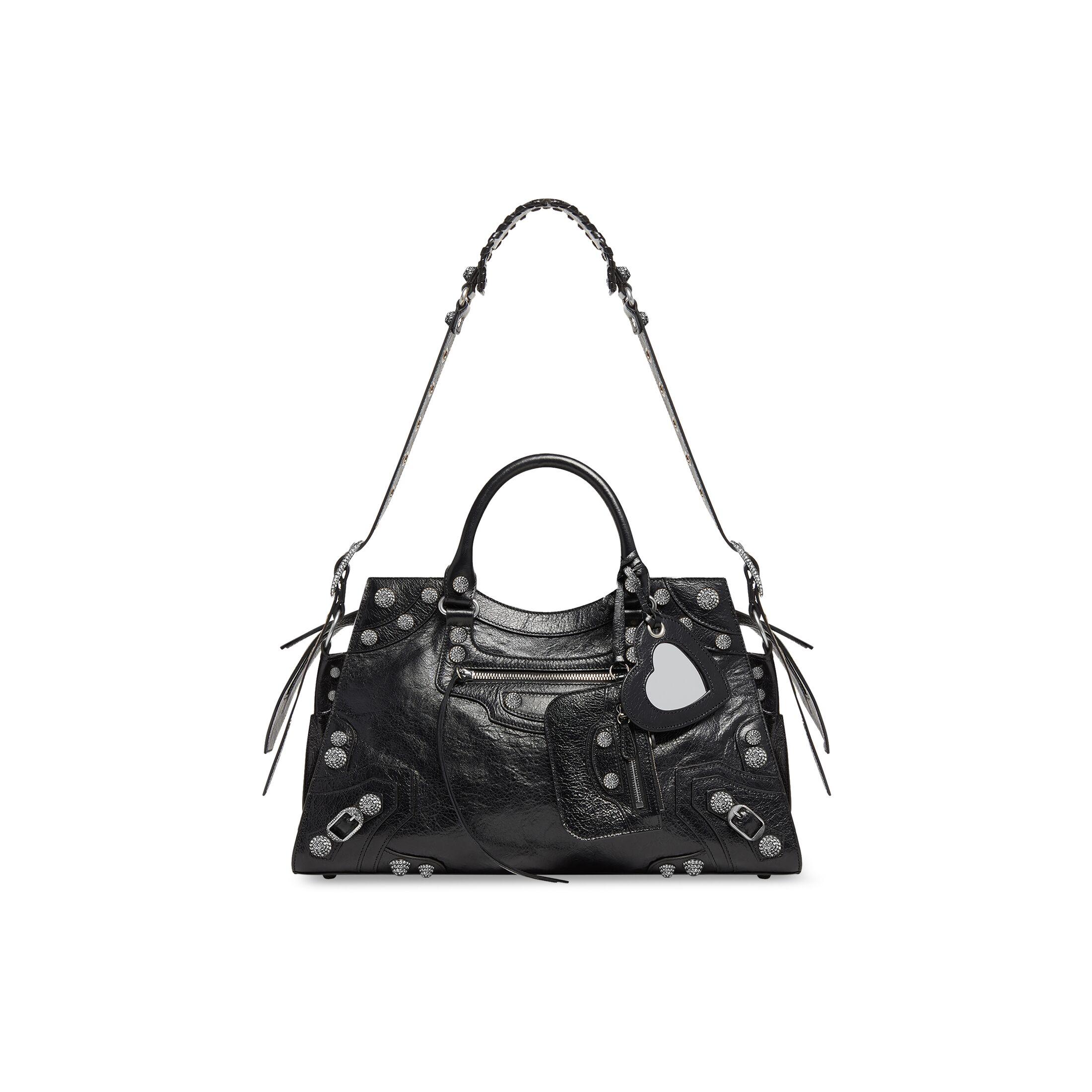 Túi Balenciaga Neo Cagole City Handbag With Rhinestones Nữ Đen