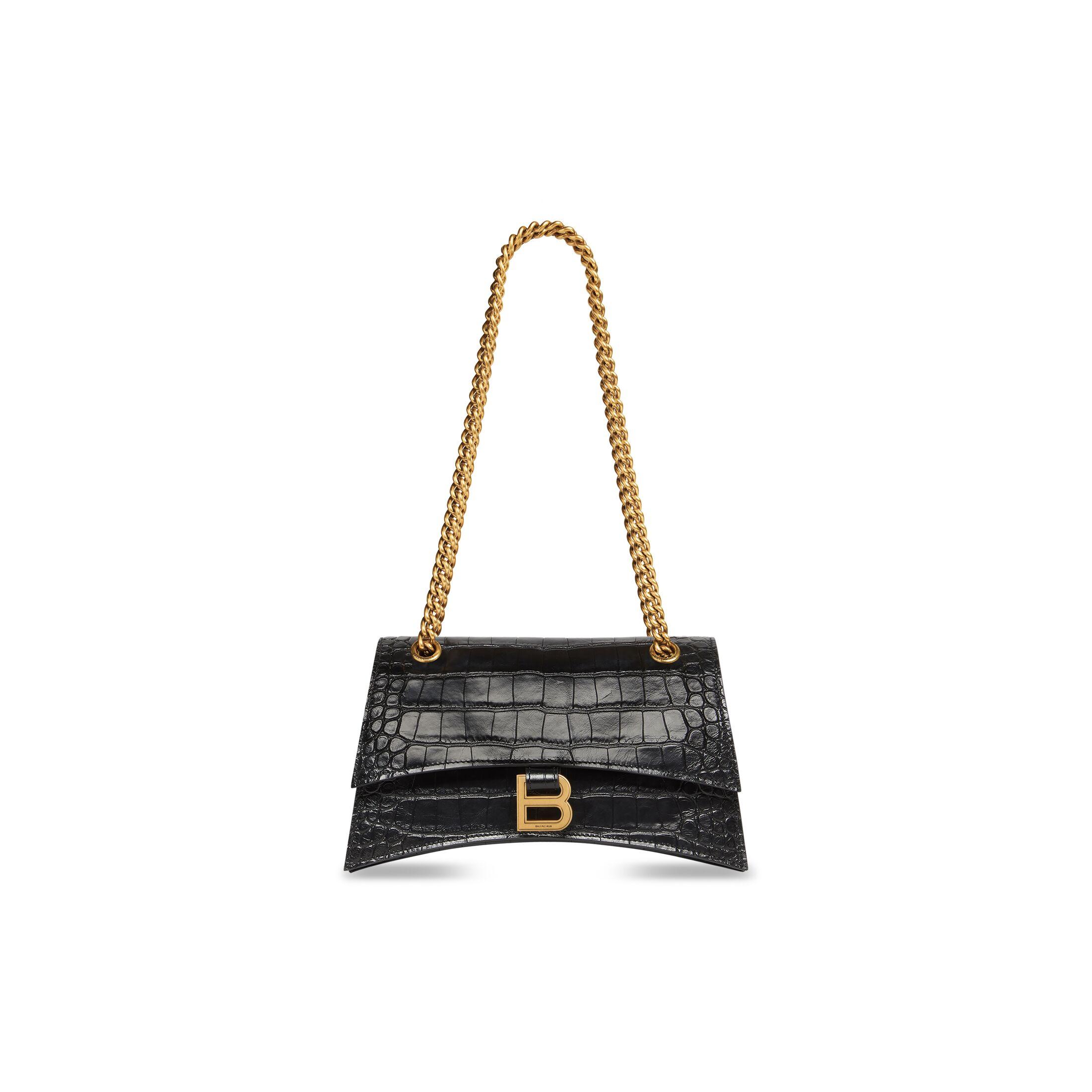 Túi Balenciaga Crush Small Chain Bag Crocodile Embossed Nữ Đen