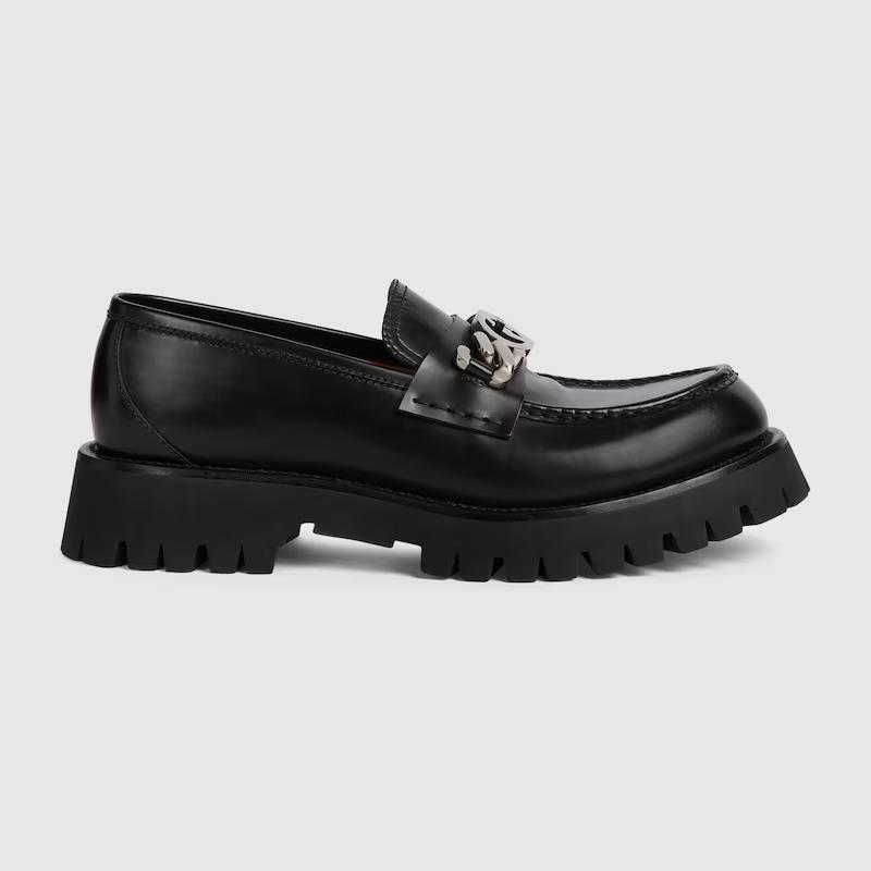 Giày Gucci Loafer With Interlocking G Nam Da Đen