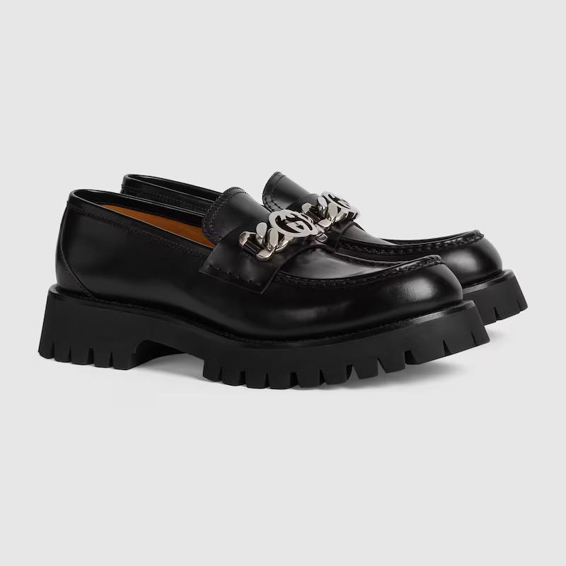 Giày Gucci Loafer With Interlocking G Nam Da Đen