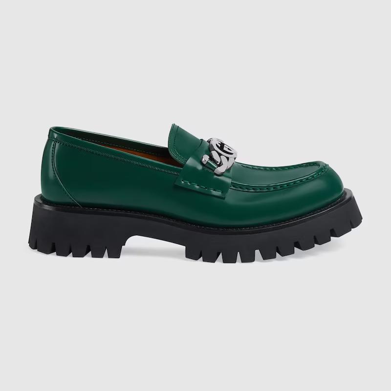 Giày Gucci Loafer With Interlocking G Nam Xanh Lá