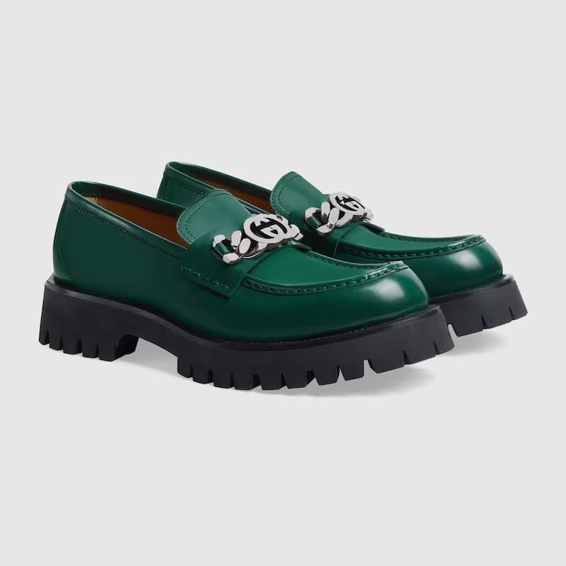 Giày Gucci Loafer With Interlocking G Nam Xanh Lá