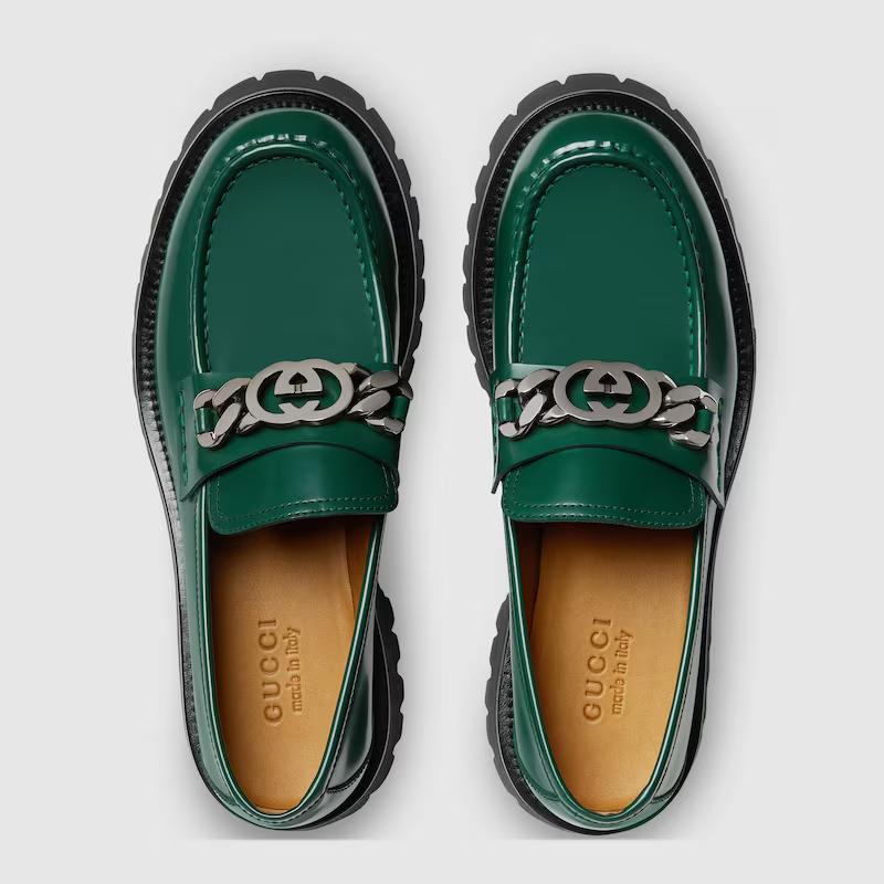 Giày Gucci Loafer With Interlocking G Nam Xanh Lá