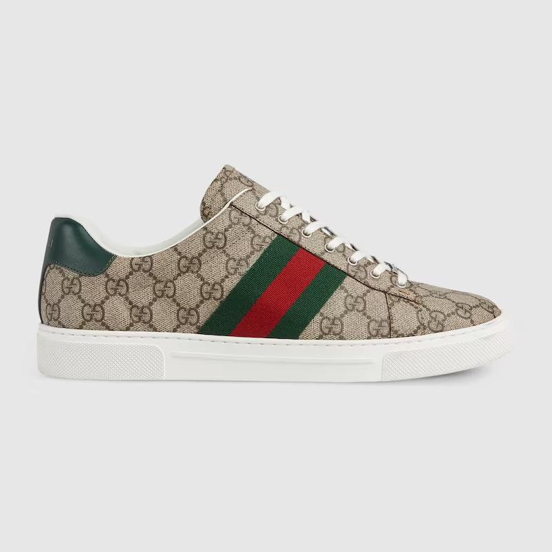 Giày Gucci Ace Sneaker With Web Nam Be