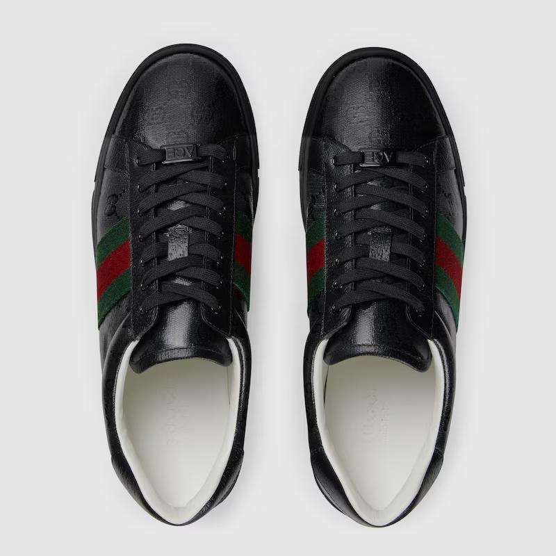 Giày Gucci Ace Gg Crystal Canvas Sneaker Nam Đen