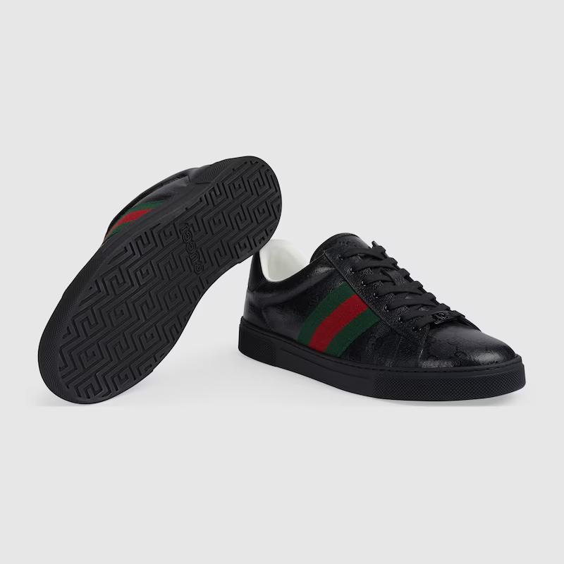 Giày Gucci Ace Gg Crystal Canvas Sneaker Nam Đen