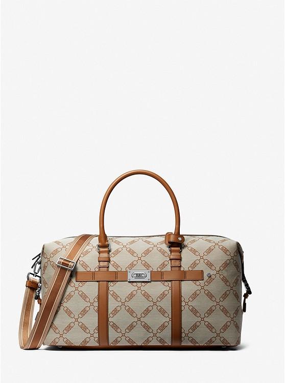 Túi Michael Kors Henry Empire Logo Jacquard Duffel Bag Nam Nâu