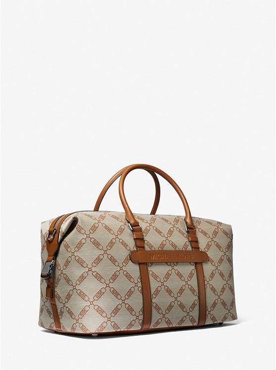 Túi Michael Kors Henry Empire Logo Jacquard Duffel Bag Nam Nâu