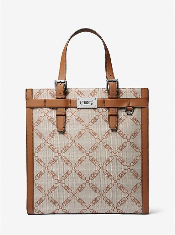 Túi Michael Kors Hudson Empire Logo Jacquard Tote Bag Nam Nâu