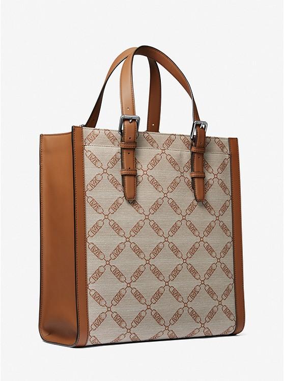 Túi Michael Kors Hudson Empire Logo Jacquard Tote Bag Nam Nâu