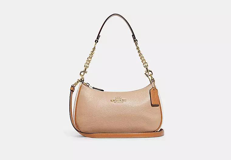 Túi Coach Teri Shoulder Bag In Colorblock Nữ Nâu