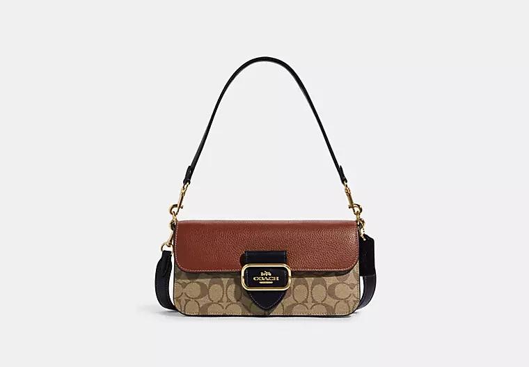 Túi Coach Morgan Shoulder Bag In Colorblock Signature Canvas Nữ Nâu