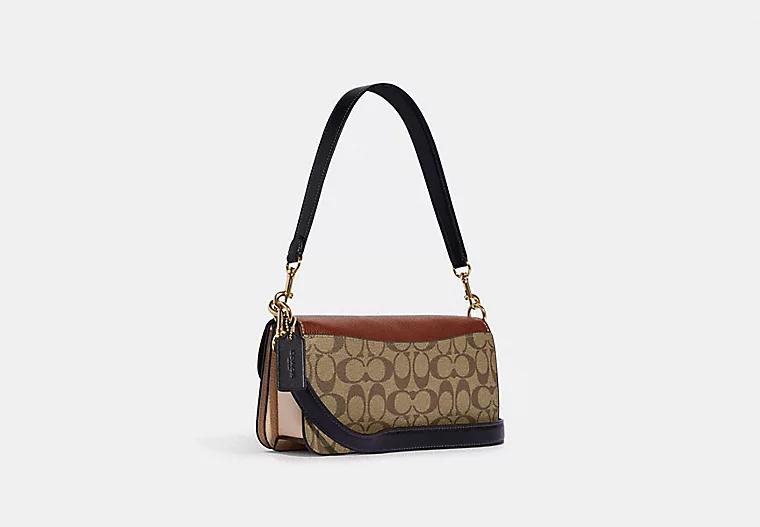 Túi Coach Morgan Shoulder Bag In Colorblock Signature Canvas Nữ Nâu