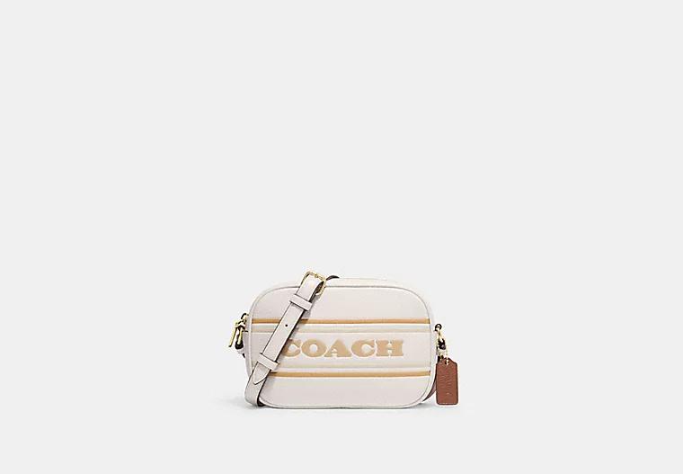 Túi Coach Mini Jamie Camera Bag With Coach Stripe Nữ Trắng