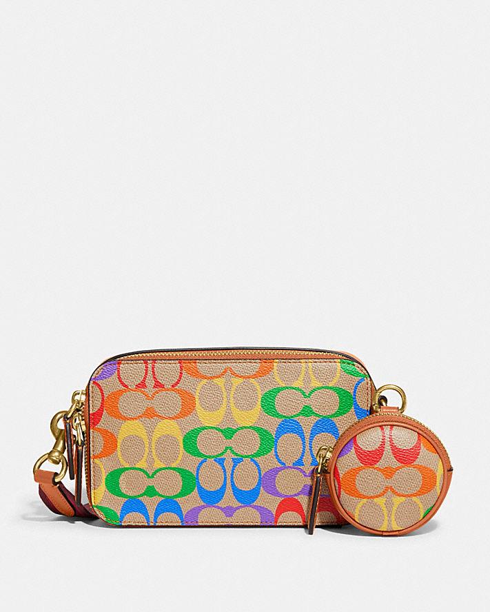 Túi Coach Charter Slim Crossbody In Rainbow Signature Canvas Nam Multicolor