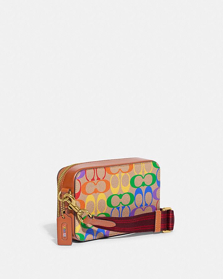 Túi Coach Charter Slim Crossbody In Rainbow Signature Canvas Nam Multicolor