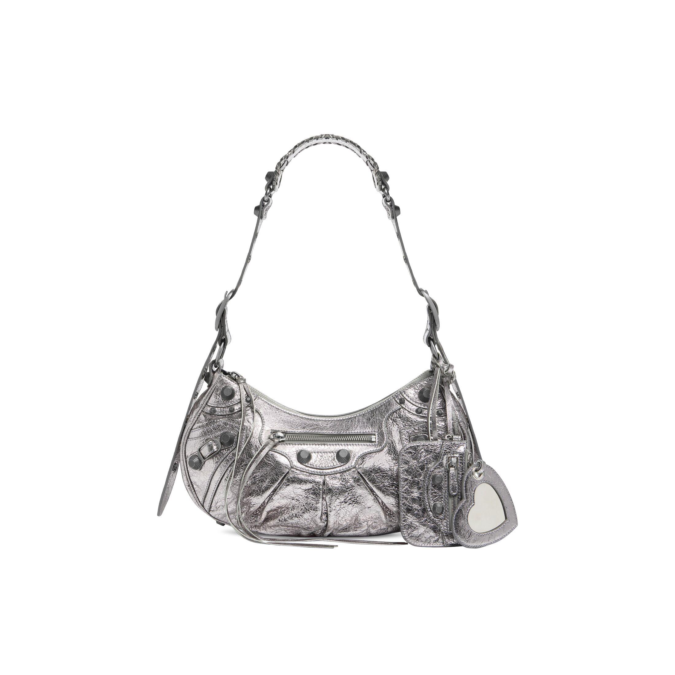 Túi Balenciaga Le Cagole Small Shoulder Bag Metallized Nữ Bạc