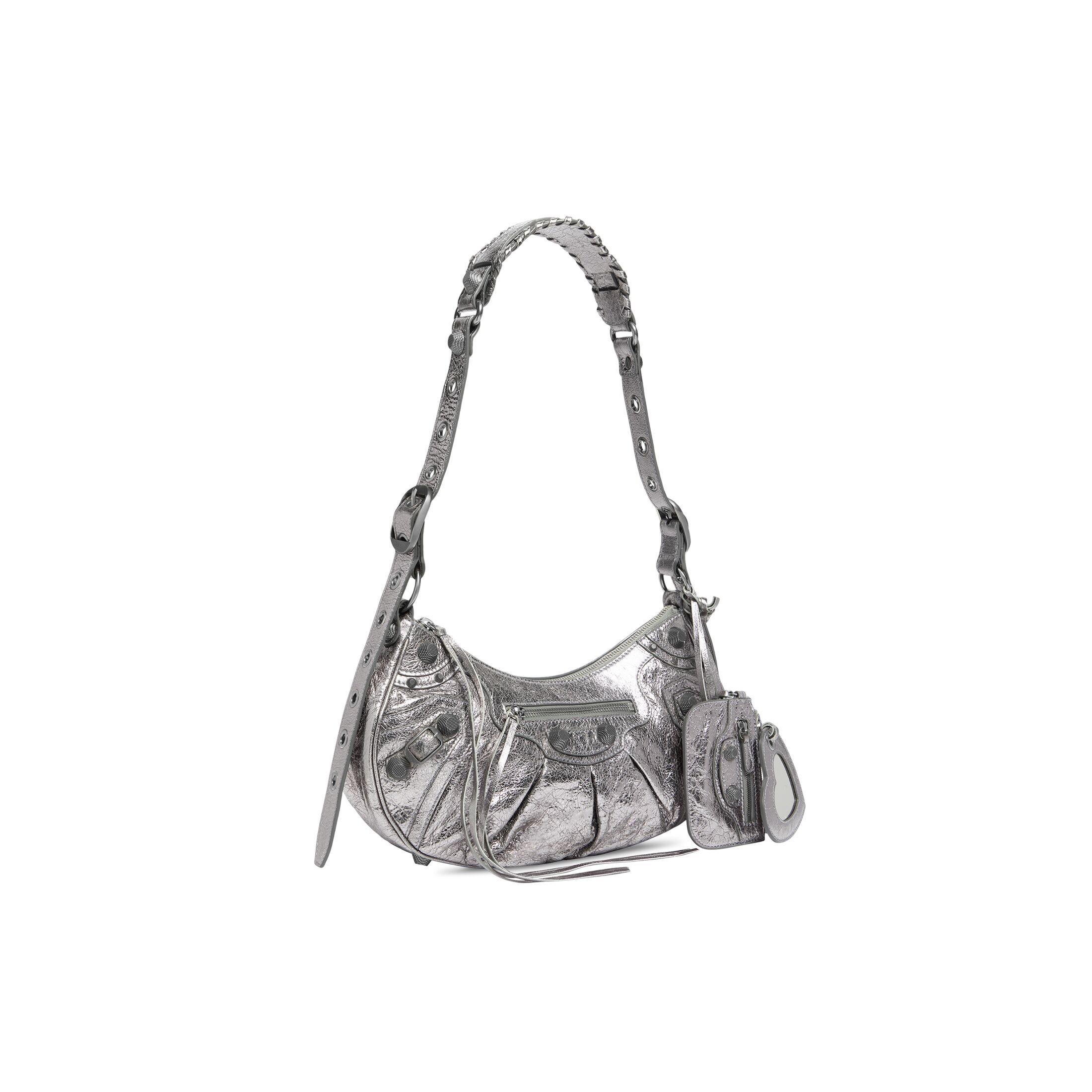 Túi Balenciaga Le Cagole Small Shoulder Bag Metallized Nữ Bạc