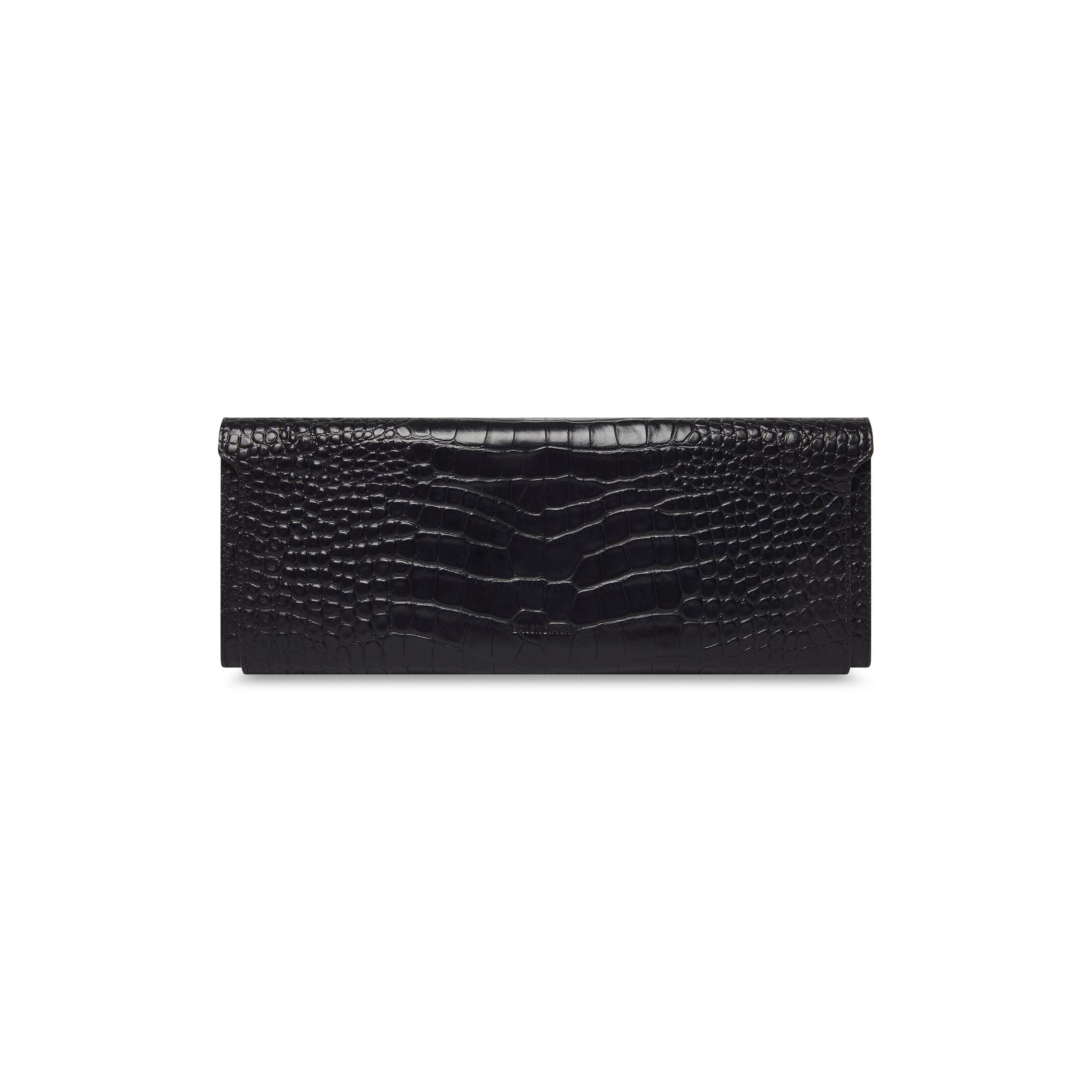 Túi Balenciaga Money Elongate Pouch With Chain Crocodile Embossed Nữ Đen