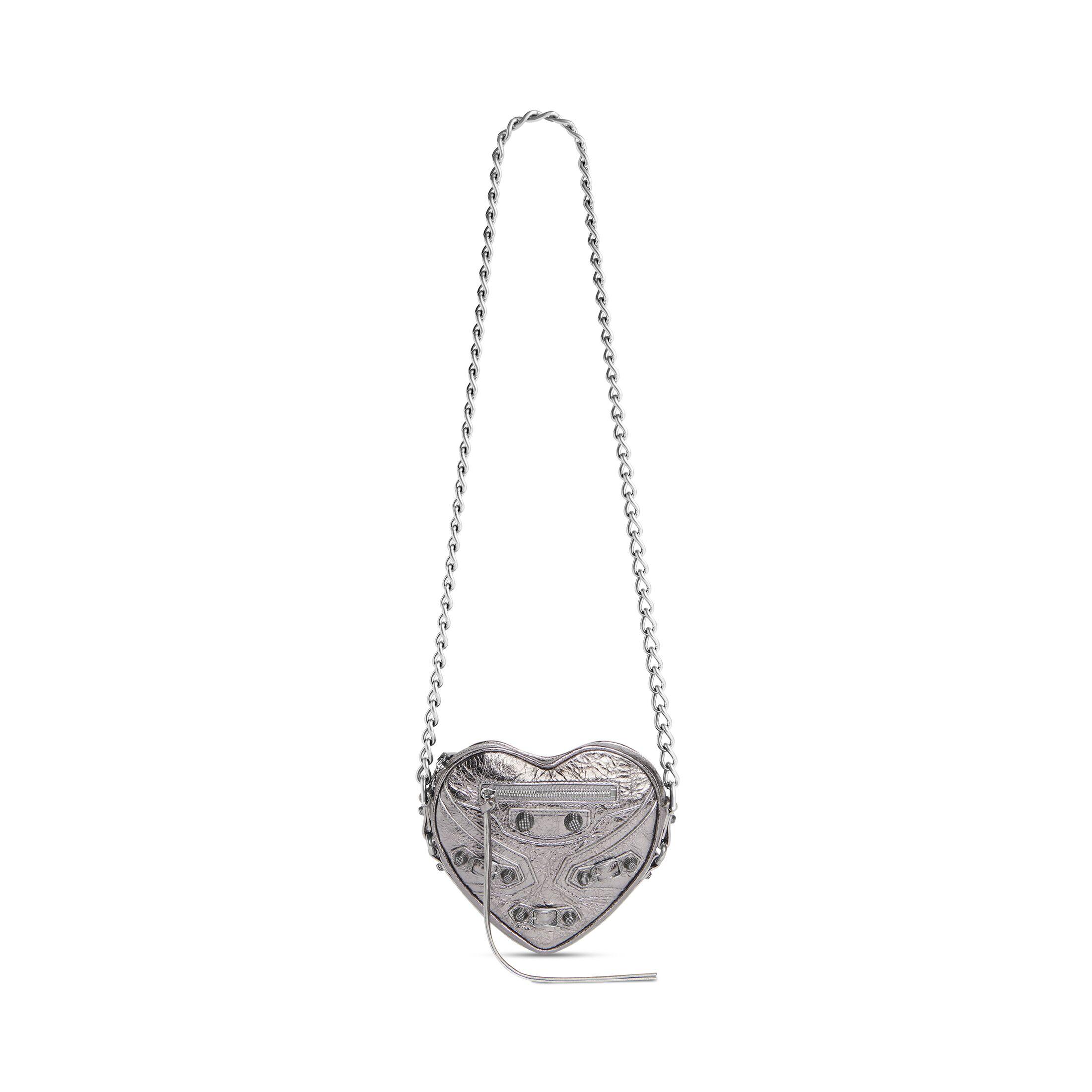 Túi Balenciaga Le Cagole Heart Mini Bag Metallized Nữ Bạc