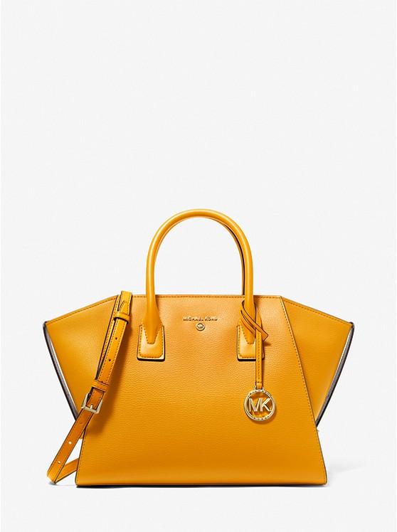 Túi Michael Kors Avril Large Leather Top-Zip Satchel Nữ Vàng