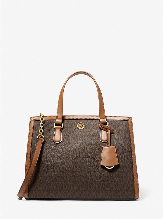 Túi Michael Kors Chantal Medium Logo Satchel Nữ Nâu