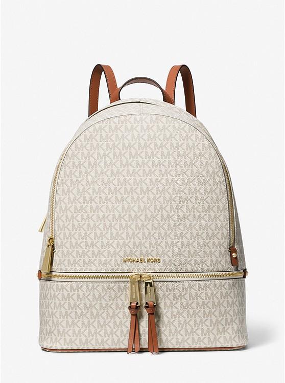 Túi Michael Kors Rhea Large Logo Backpack Nữ Trắng